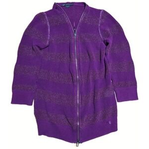 Armani Exchange Knit Zip Up Cardigan Sweater Women's Size M Purple